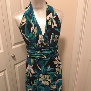 Teal Floral midi flowing dress